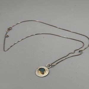 Aqua Blue Sea Glass Sterling Silver Necklace